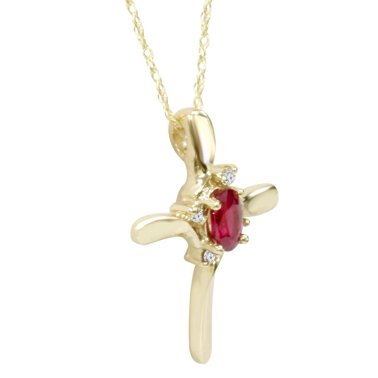 1/4CT Ruby & Diamond Cross Pendant & Chain 14K Yellow Gold 3/4" Tall (G-H, I2-I3) 1/4CT Ruby & Diamond Cross Pendant & Chain 14K Yellow Gold 3/4" Tall (G-H, I2-I3)