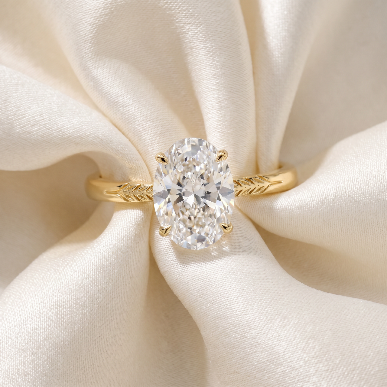 Certified 3Ct Oval Diamond Solitaire Engagement Ring 14k Gold Lab Grown (G-H, SI)