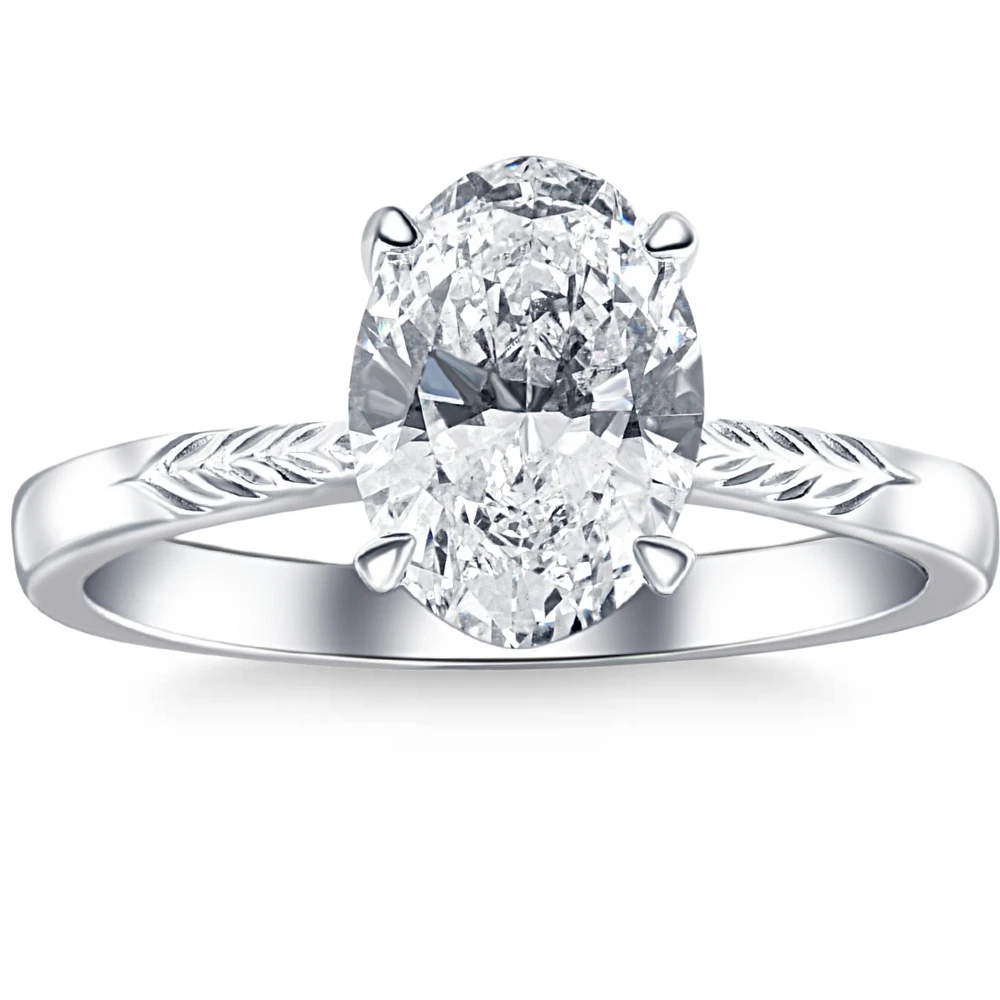Certified 3Ct Oval Diamond Solitaire Engagement Ring 14k Gold Lab Grown (G-H, VS)