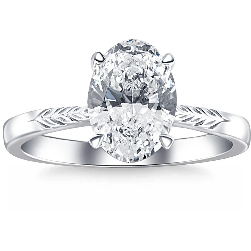 Certified 3Ct Oval Diamond Solitaire Engagement Ring 14k Gold Lab Grown (G-H, VS)