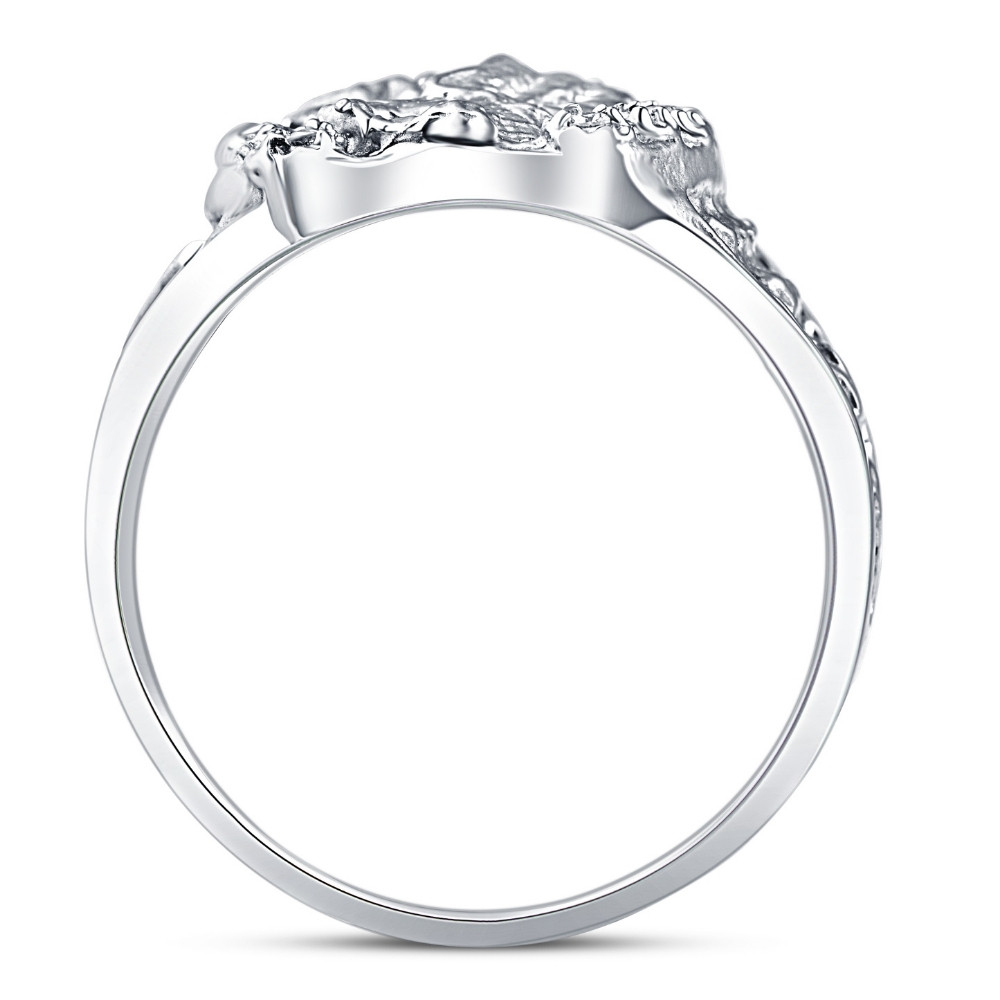 Mens Diamond American Eagle Ring 10K White Gold (G-H, I2-I3)