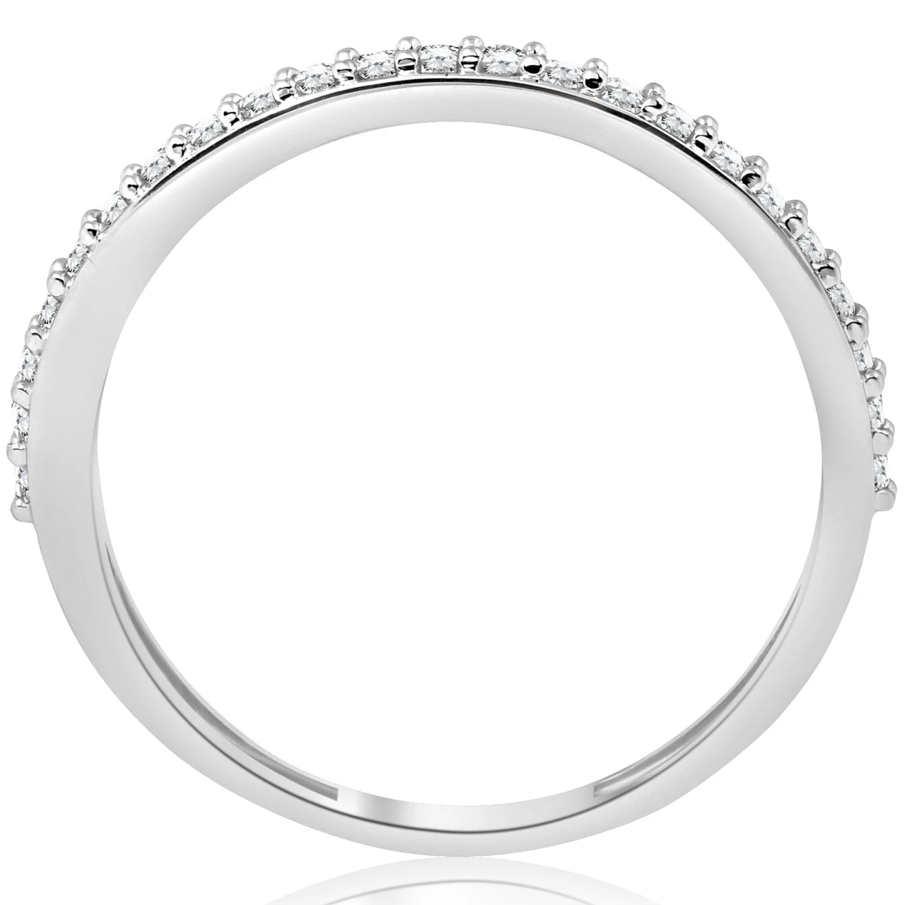 1/8ct Stackable Womens Diamond Wedding Ring 10k White Gold (I-J, I2-I3)