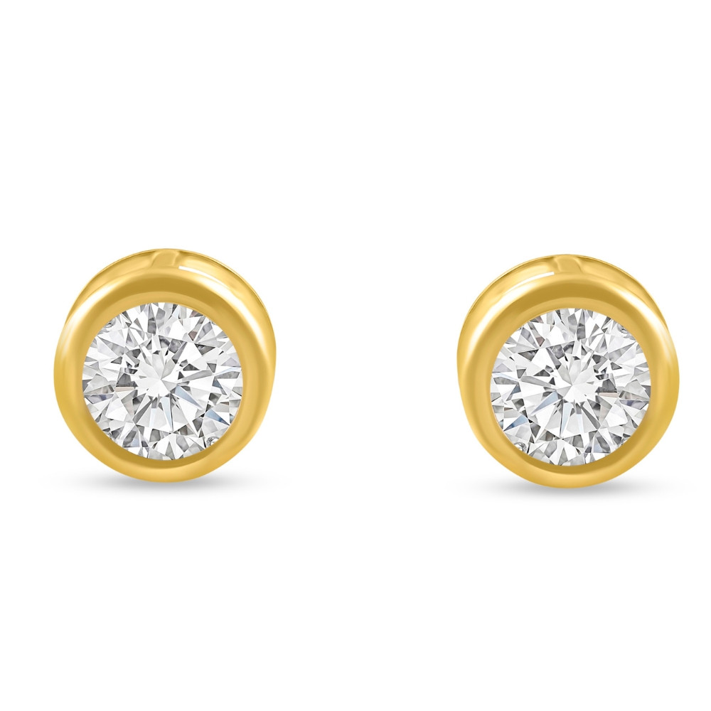 .50 - 1.75 Carat TW Diamond Bezel Stud Earrings in 14k Gold Lab Grown (G-H, VS2-SI1)