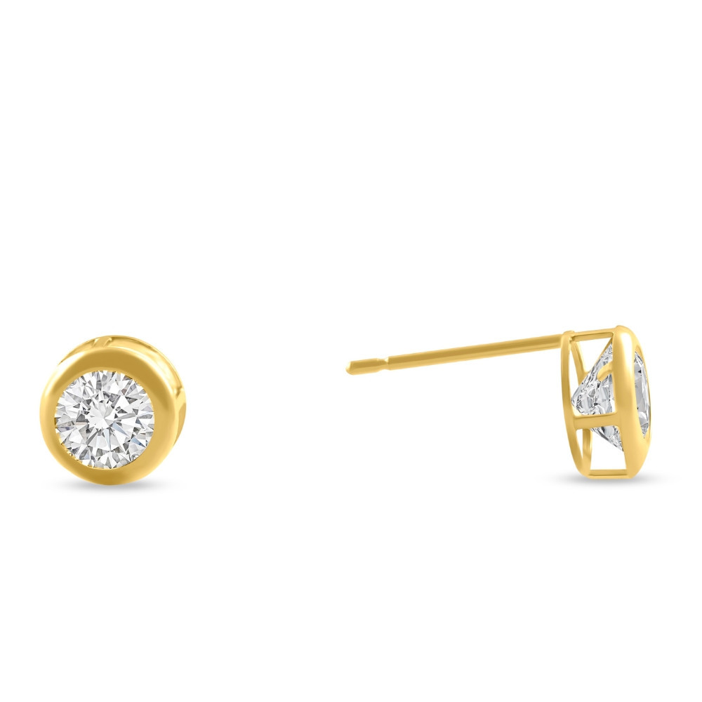 .50 - 1.75 Carat TW Diamond Bezel Stud Earrings in 14k Gold Lab Grown (G-H, VS2-SI1)