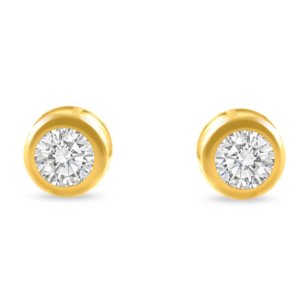 .50 - 1.75 Carat TW Diamond Bezel Stud Earrings in 14k Gold Lab Grown (G-H, VS2-SI1)