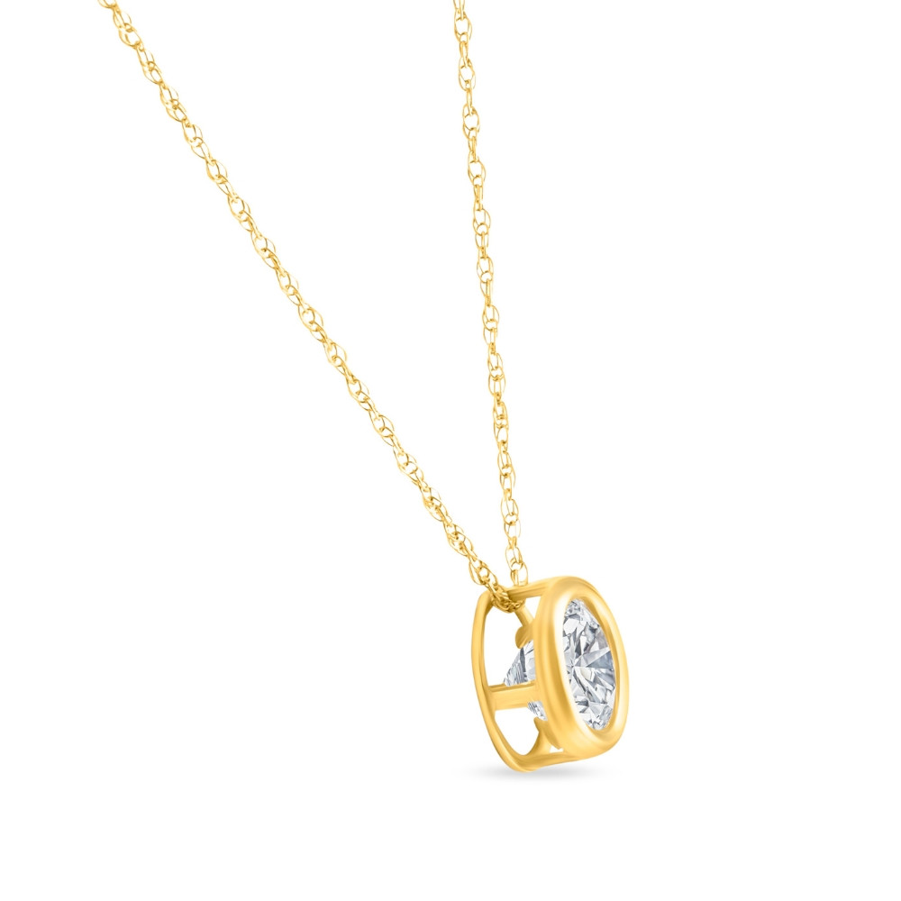 1/2Ct Diamond Bezel Pendant Solitaire Necklace 14k Yellow Gold Lab Grown (F-G, VS)