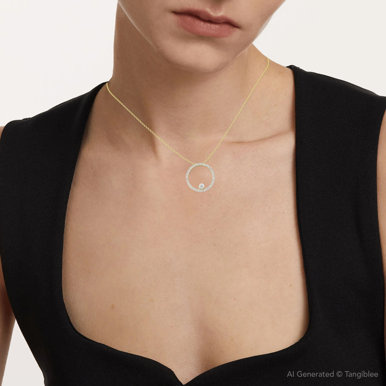 1 1/2ct Circle Of Life Diamond Pendant 14K Yellow Gold (G-H, I1)