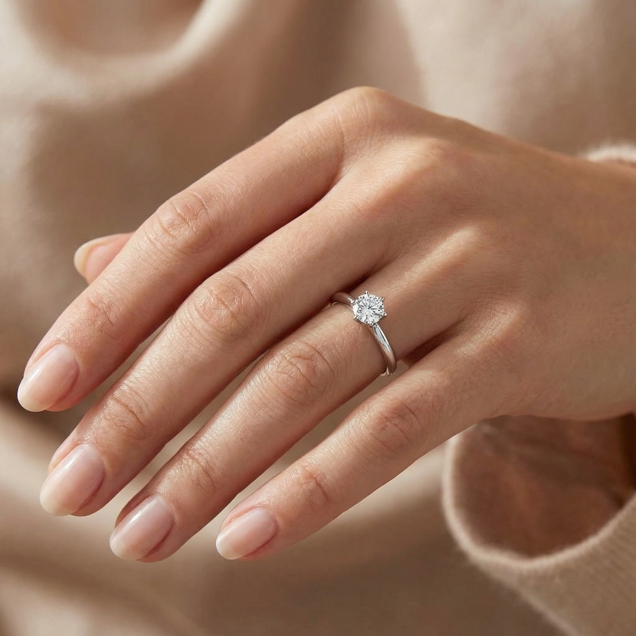 1/2ct Diamond Solitaire Engagement Ring 14K White Gold (G-H, I1)