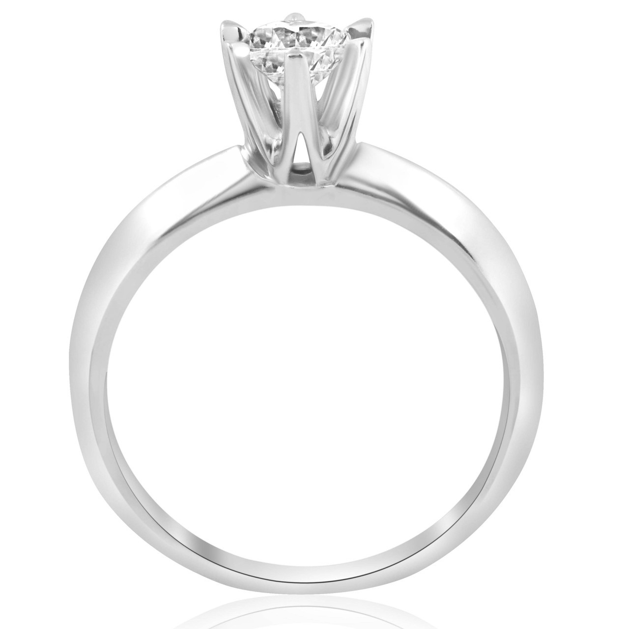 1/2ct Diamond Solitaire Engagement Ring 14K White Gold (G-H, I1)