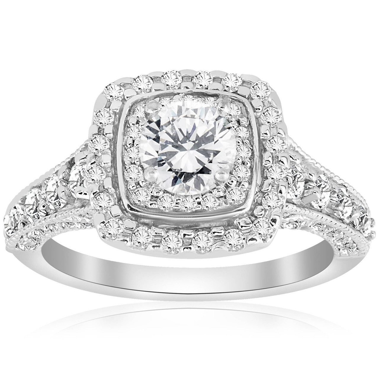 Camella - 14k White Gold 0.75 Carat Round Double Halo Natural Diamond  Engagement Ring @ $3350 | Gabriel & Co.