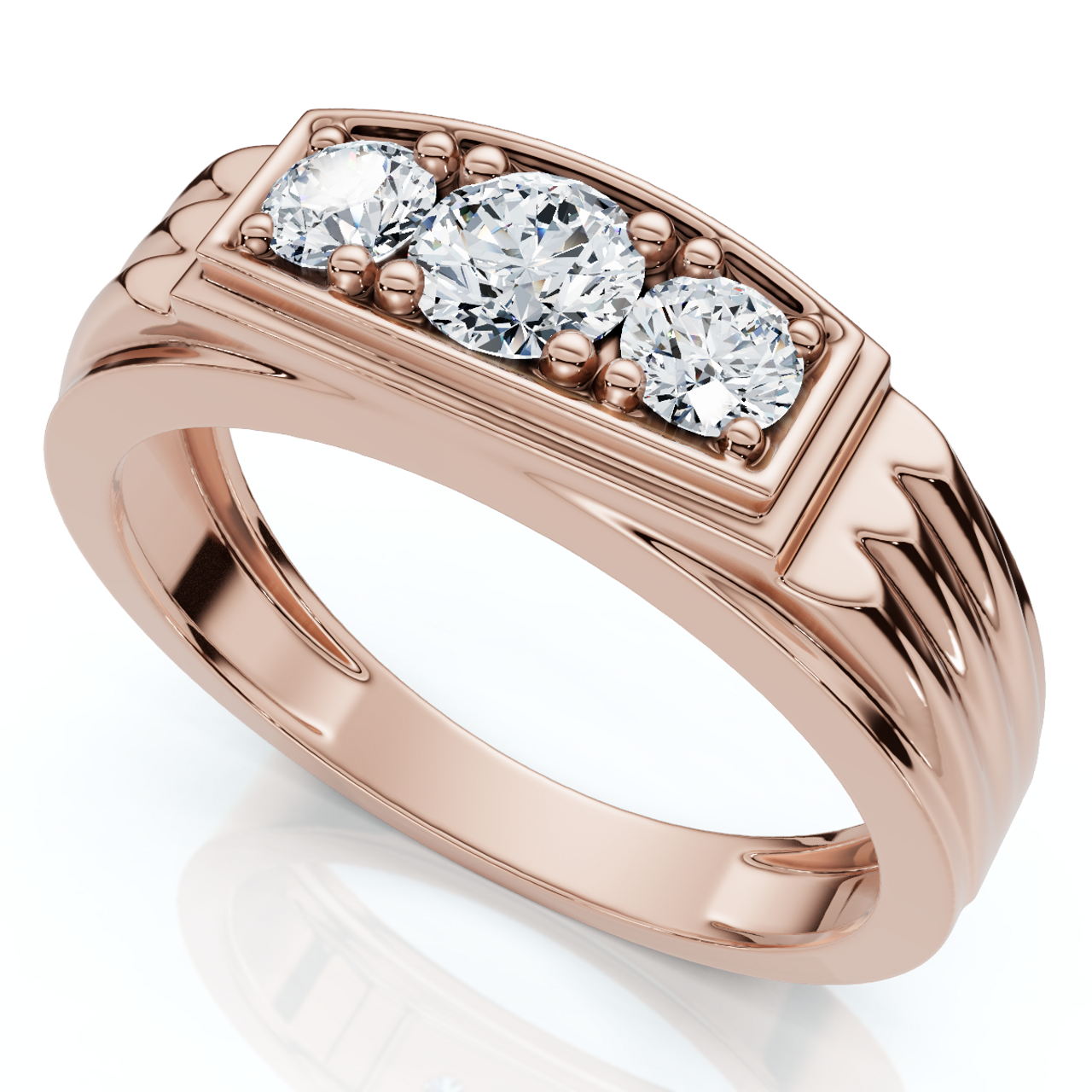 3/4Ct Men's 3 Stone Diamond Wedding Anniversary Ring in 14k Gold Lab Grown (F-G, VS2-SI1) 3/4Ct Men's 3 Stone Diamond Wedding Anniversary Ring in 14k Gold Lab Grown (F-G, VS2-SI1)