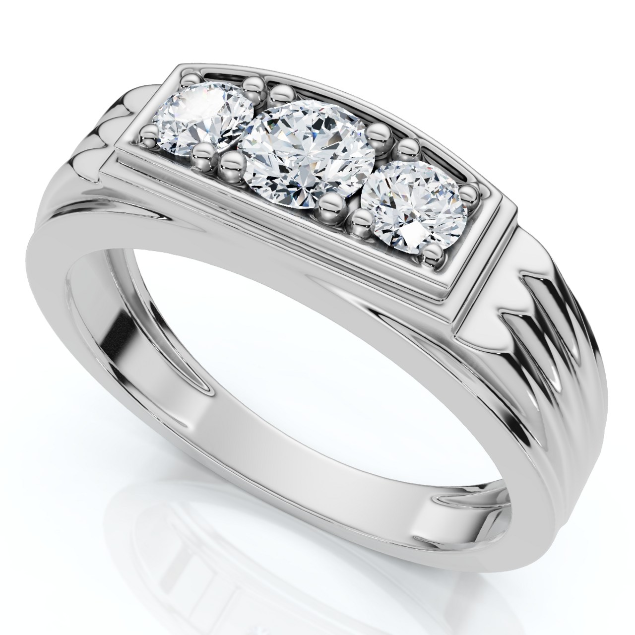 3/4Ct Men's 3 Stone Diamond Wedding Anniversary Ring in 14k Gold Lab Grown (F-G, VS2-SI1) 3/4Ct Men's 3 Stone Diamond Wedding Anniversary Ring in 14k Gold Lab Grown (F-G, VS2-SI1)