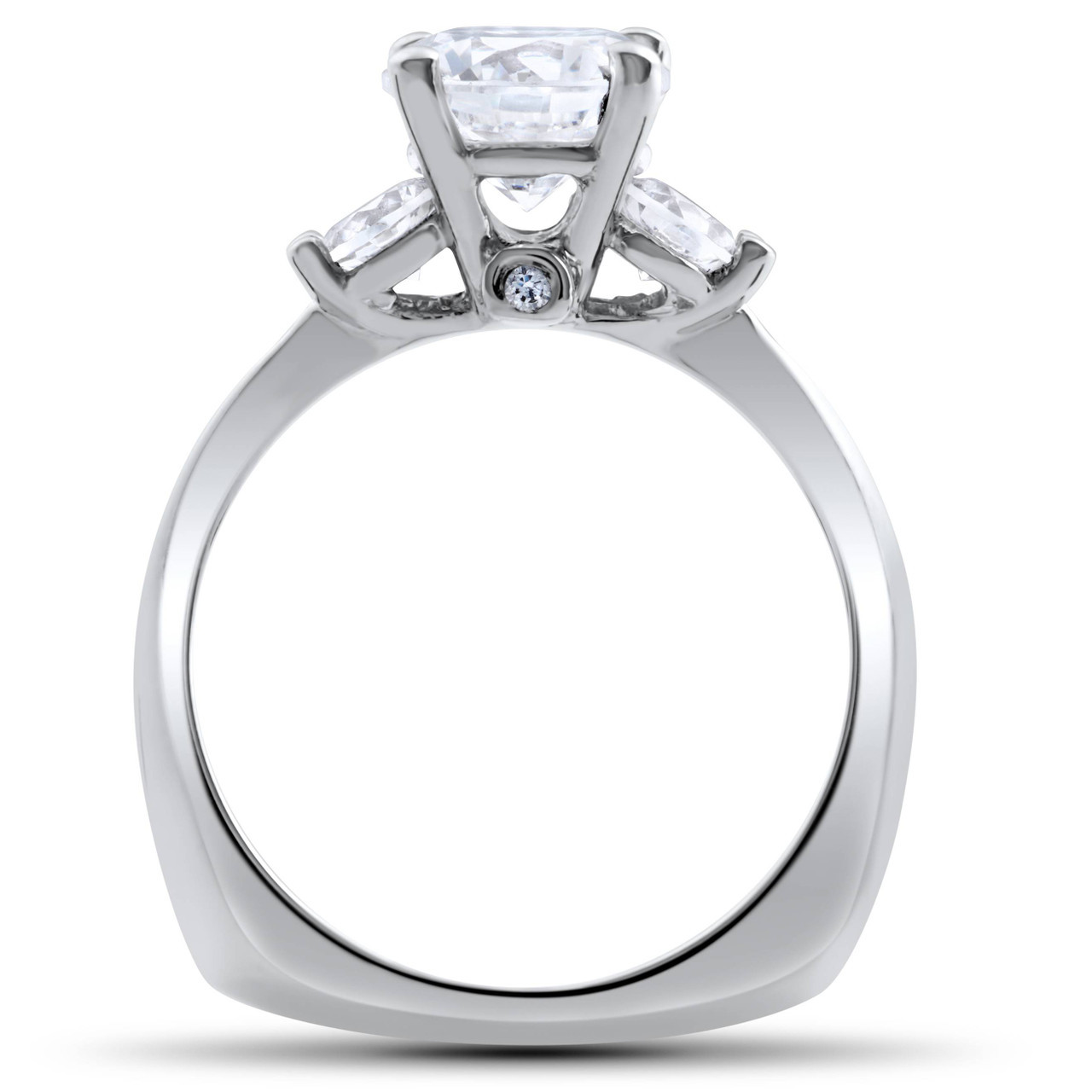 1 3/8ct 3 Stone Diamond Solitaire Engagement Ring 14K White Gold Lab Grown (F-G, VS)
