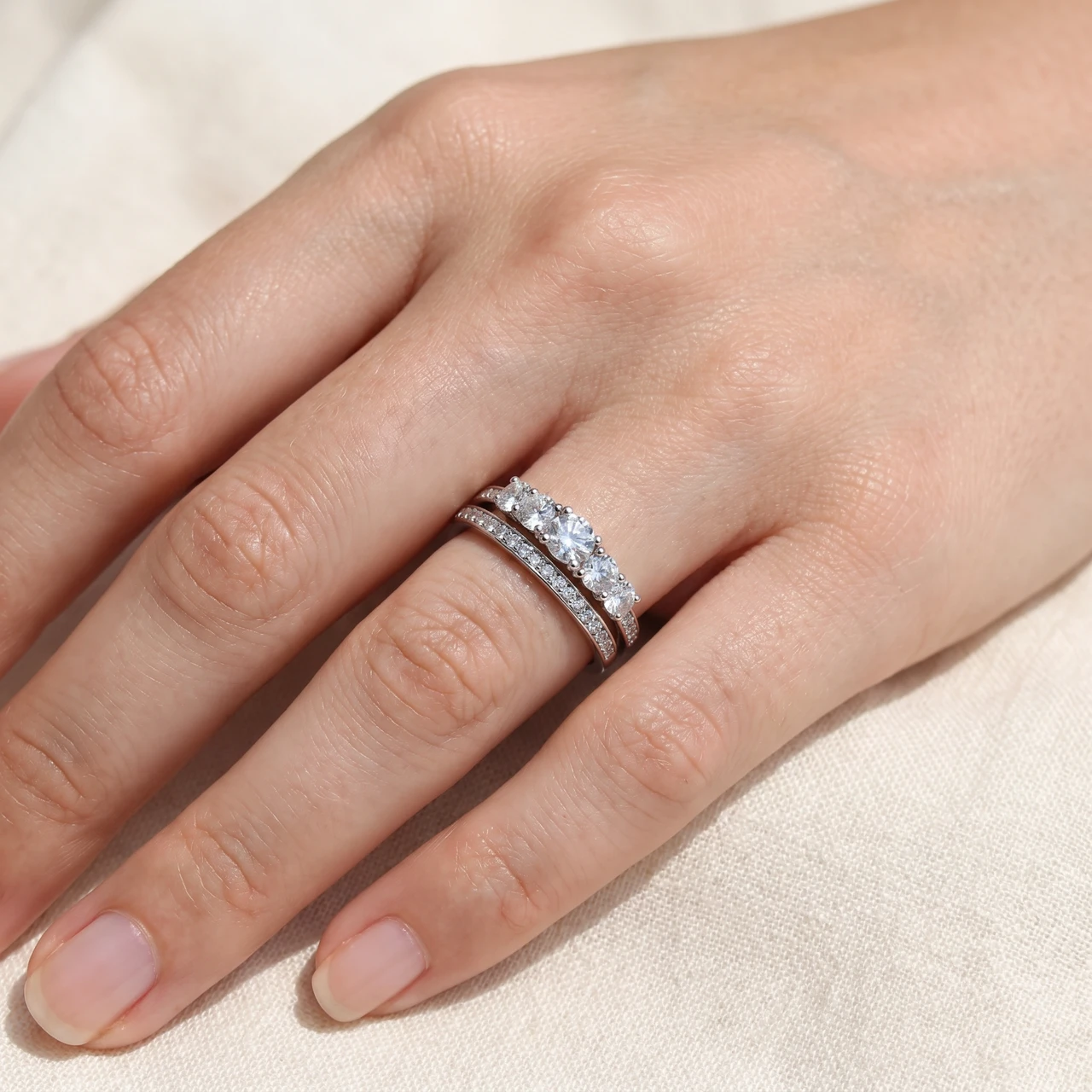 5/8 Ct Vintage Diamond Engagement Wedding Ring Set 10k White Gold (H-I, I1)