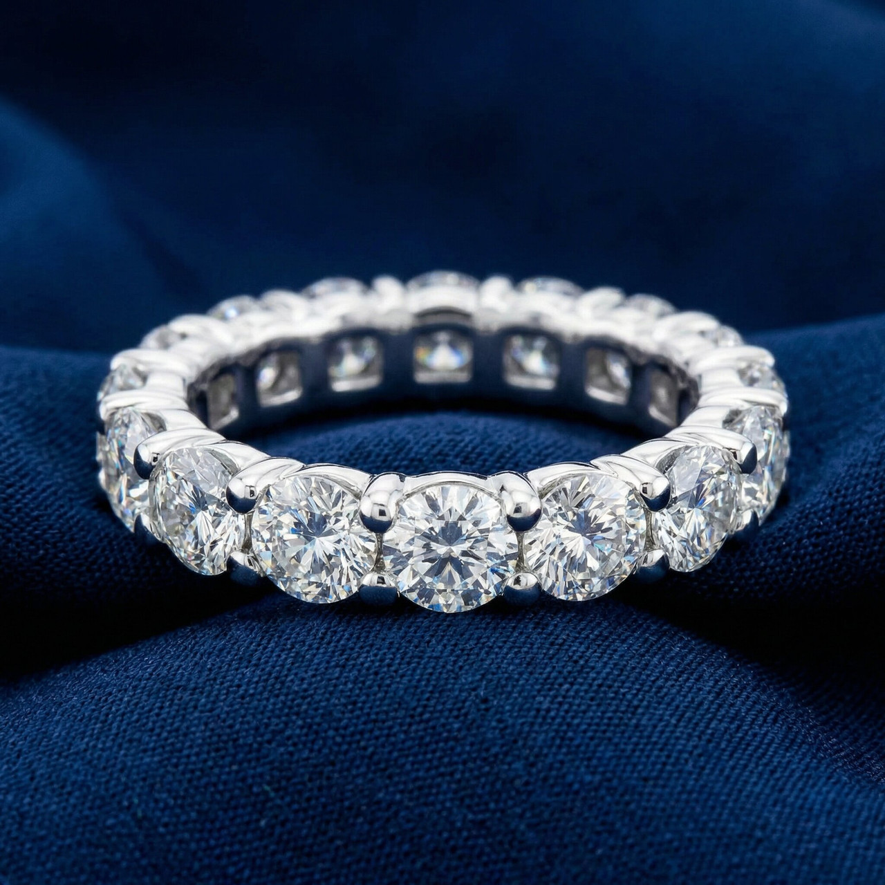 4Ct TW Lab Grown Diamond U Prong Eternity Ring Anniversary Band 14k Gold (F-G, VS2-SI1)