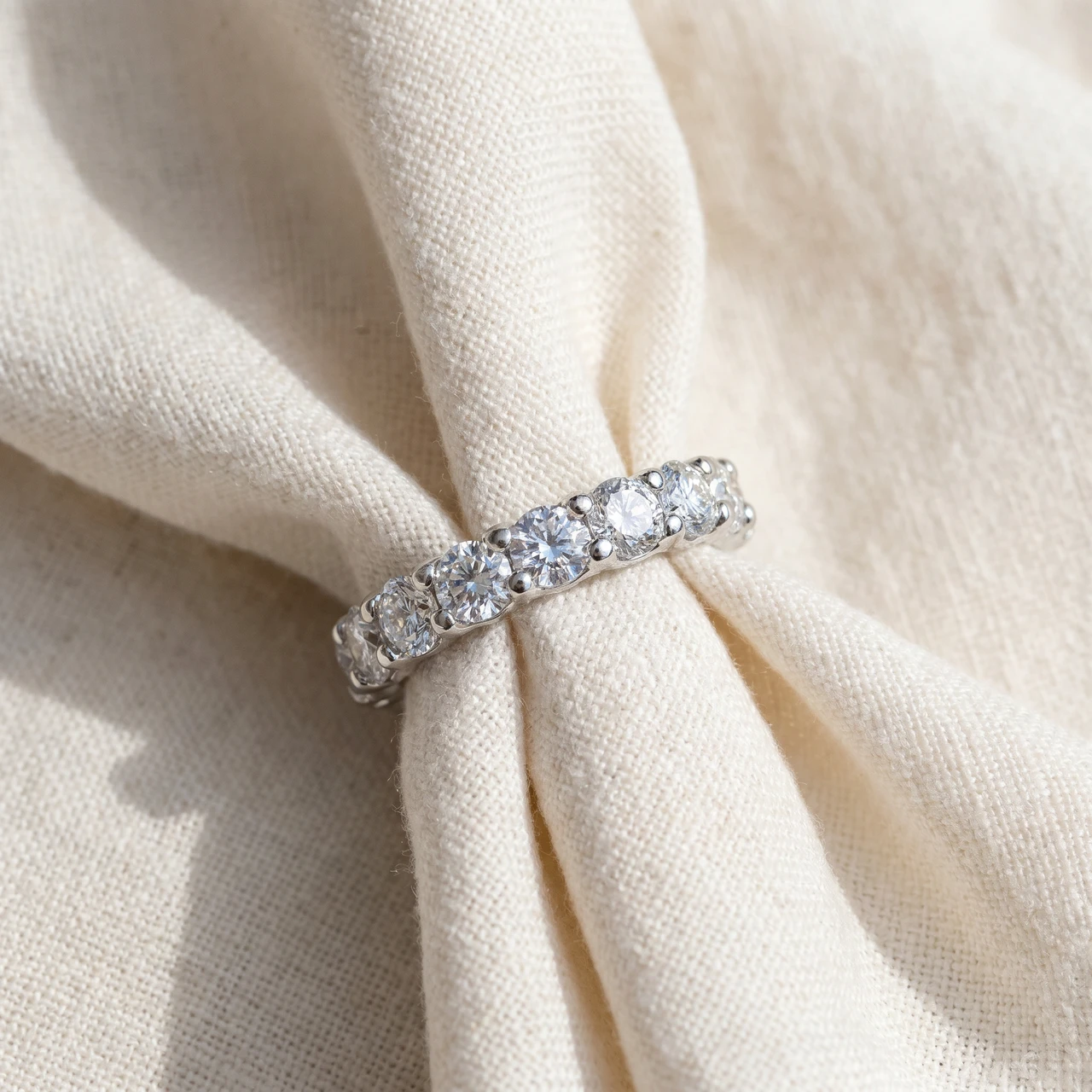 4Ct TW Lab Grown Diamond U Prong Eternity Ring Anniversary Band 14k Gold (F-G, VS2-SI1)