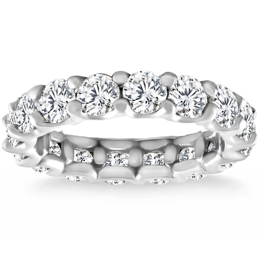 4Ct TW Lab Grown Diamond U Prong Eternity Ring Anniversary Band 14k Gold (F-G, VS2-SI1)