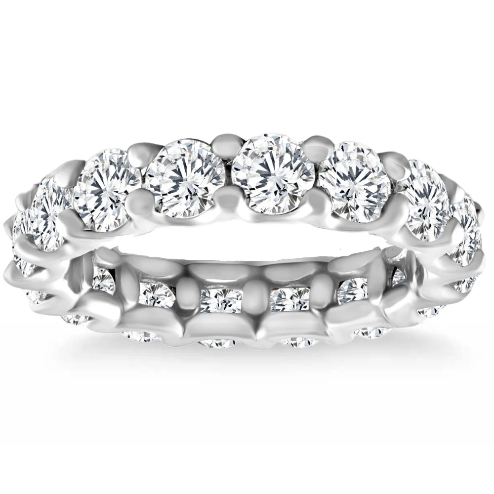 4Ct TW Lab Grown Diamond U Prong Eternity Ring Anniversary Band 14k Gold (F-G, VS2-SI1)