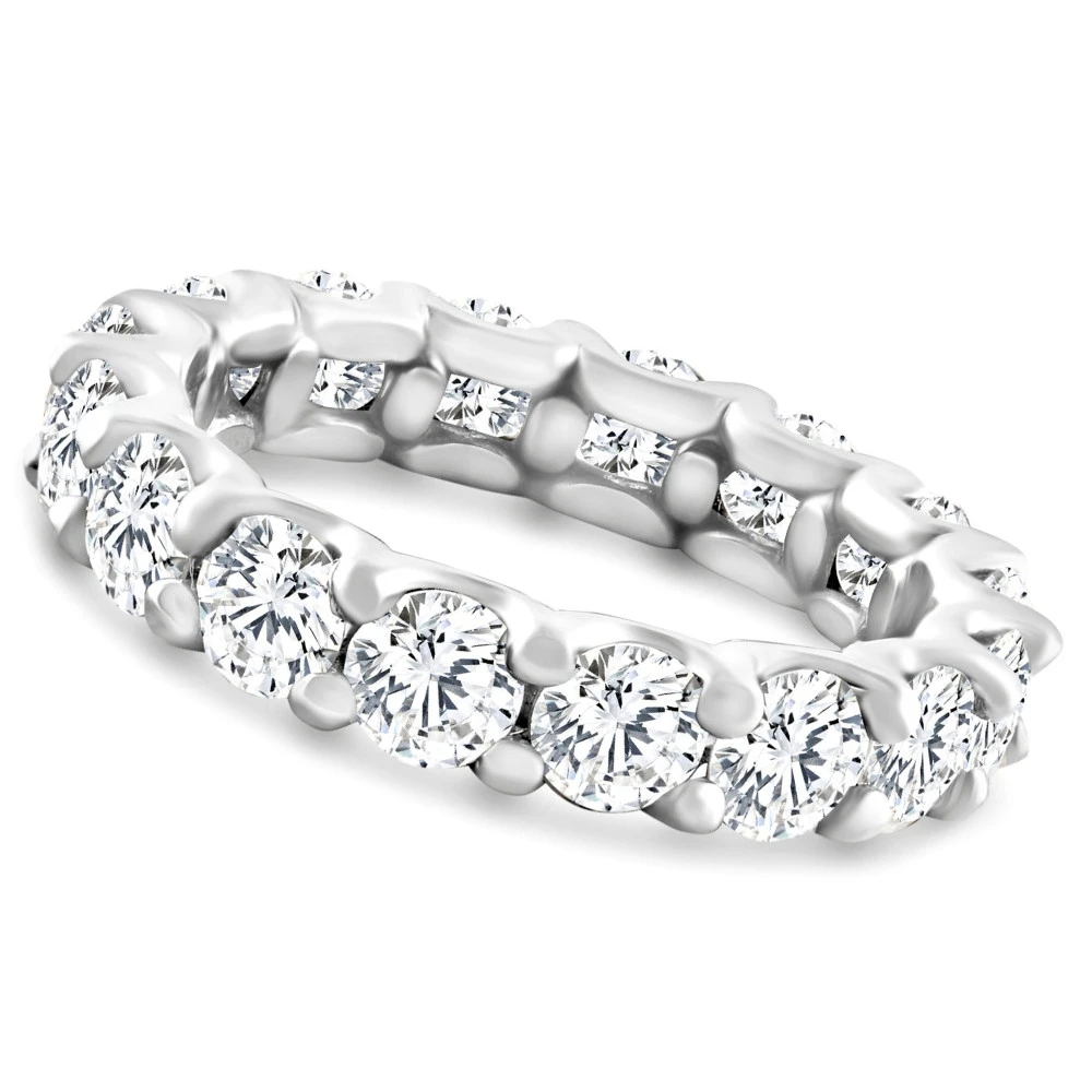 4Ct TW Lab Grown Diamond U Prong Eternity Ring Anniversary Band 14k Gold (F-G, VS2-SI1)