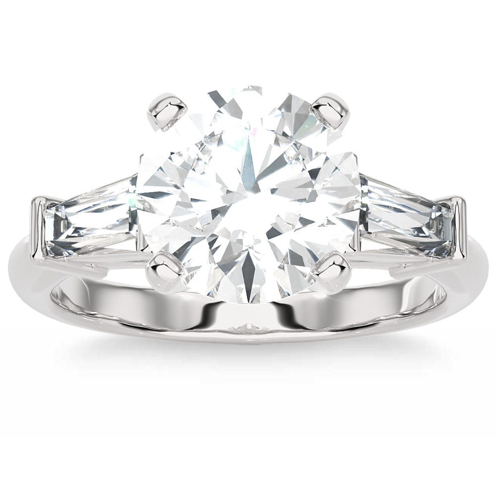 Certified 2 5/8Ct 3-Stone Baguette Diamond Engagement Ring 14k Gold Lab Grown (F-G, VS)
