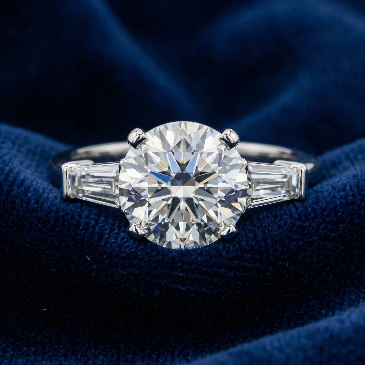 Certified 2 5/8Ct 3-Stone Baguette Diamond Engagement Ring 14k Gold Lab Grown (F-G, VS)