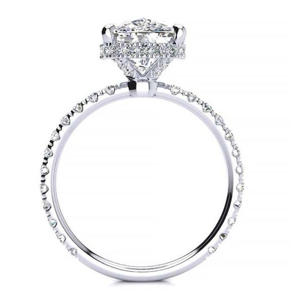 Certified 5.86Ct Elongated Cushion Diamond Hidden Halo Engagement Ring Gold (F-G, VS2-SI1)