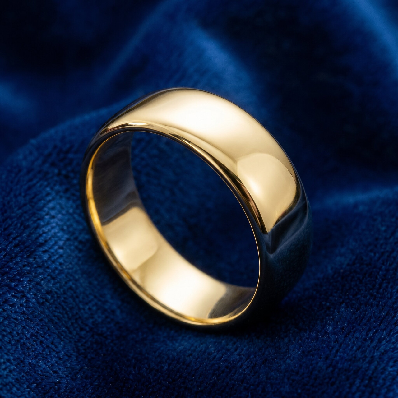 8mm Dome High Polished Wedding Band 10K Yellow Gold