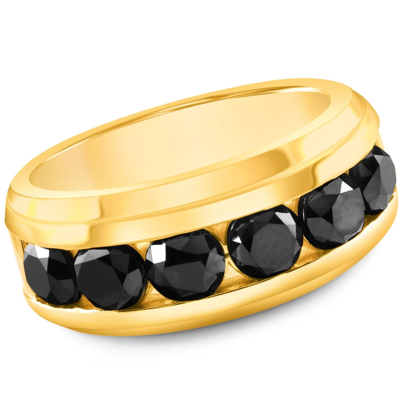 4 3/8Ct TW Black Diamond Men's Ring 10k Yellow or White Gold (Black, I2-I3) 4 3/8Ct TW Black Diamond Men's Ring 10k Yellow or White Gold (Black, I2-I3)