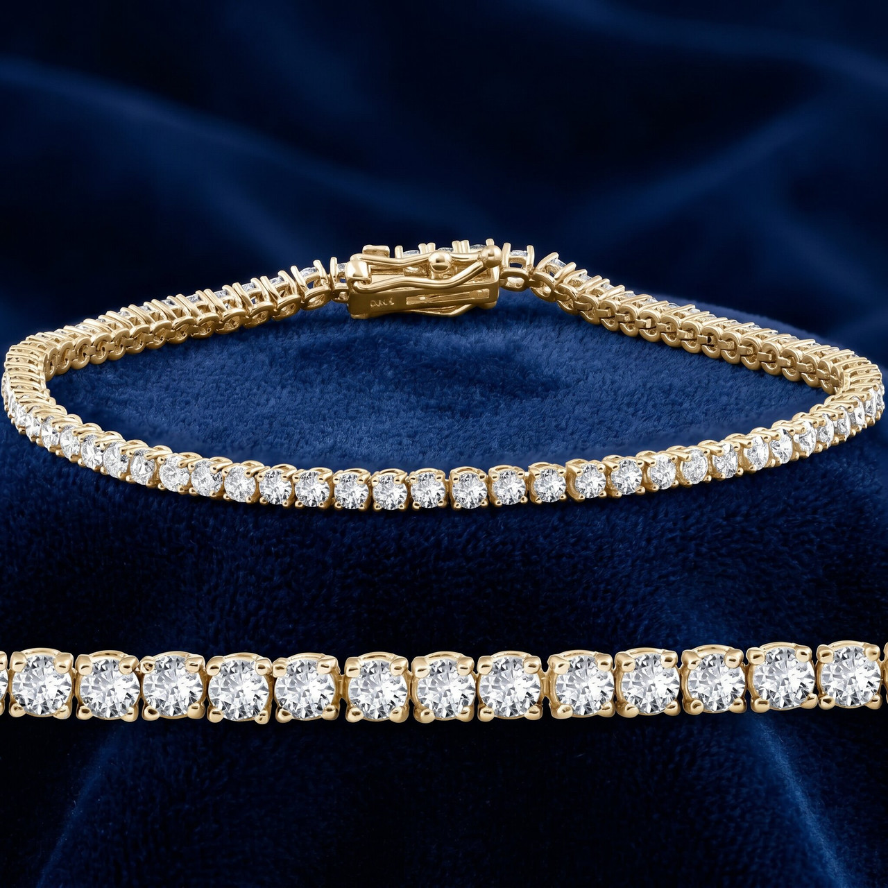 3 Ct Lab Grown Diamond Tennis Bracelet 7" 14k Yellow Gold (G-H, VS)