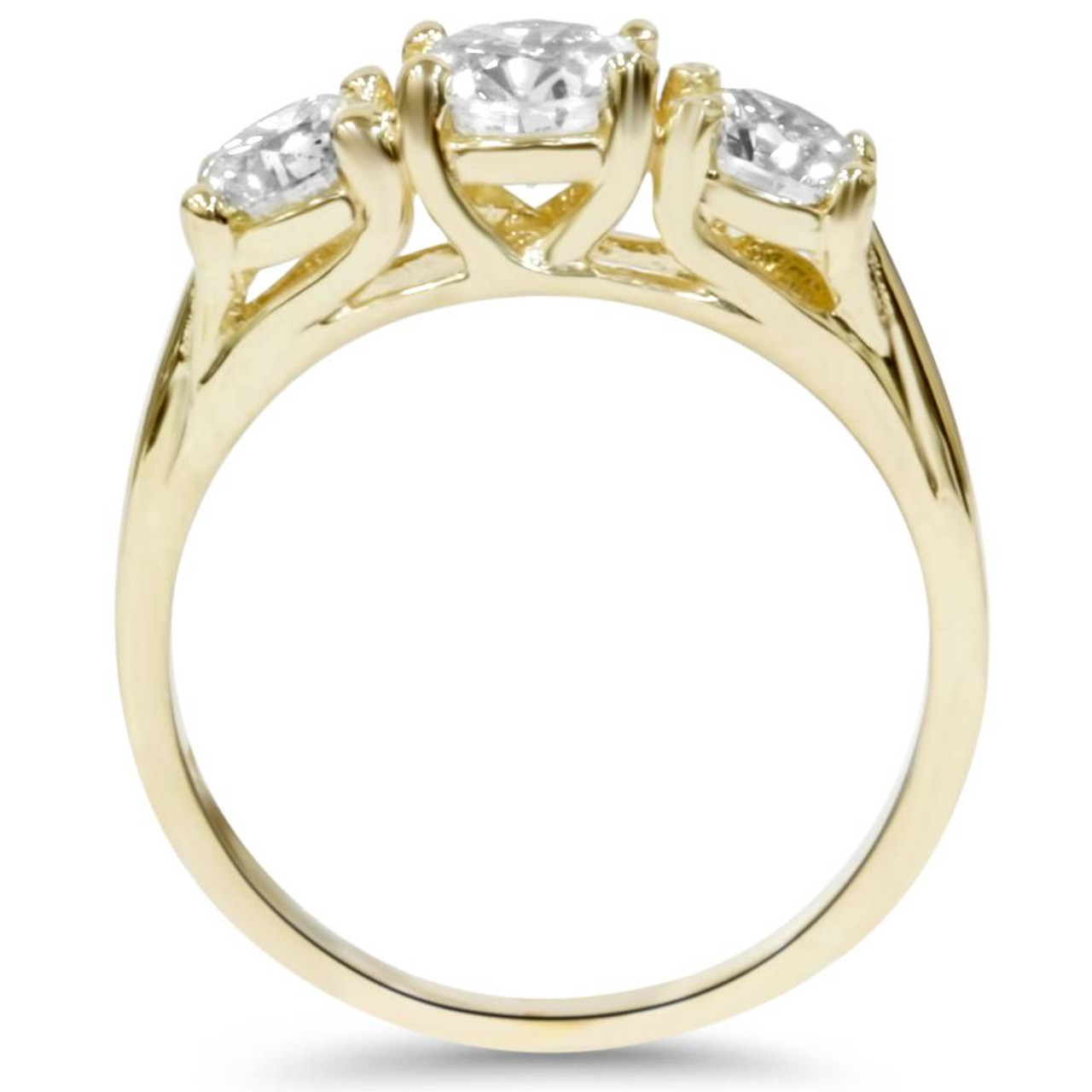 2ct Three Stone Diamond Engagement 14K Yellow Gold Ring (H-I, VS)