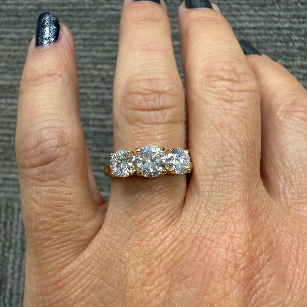 2ct Three Stone Diamond Engagement 14K Yellow Gold Ring (H-I, VS)