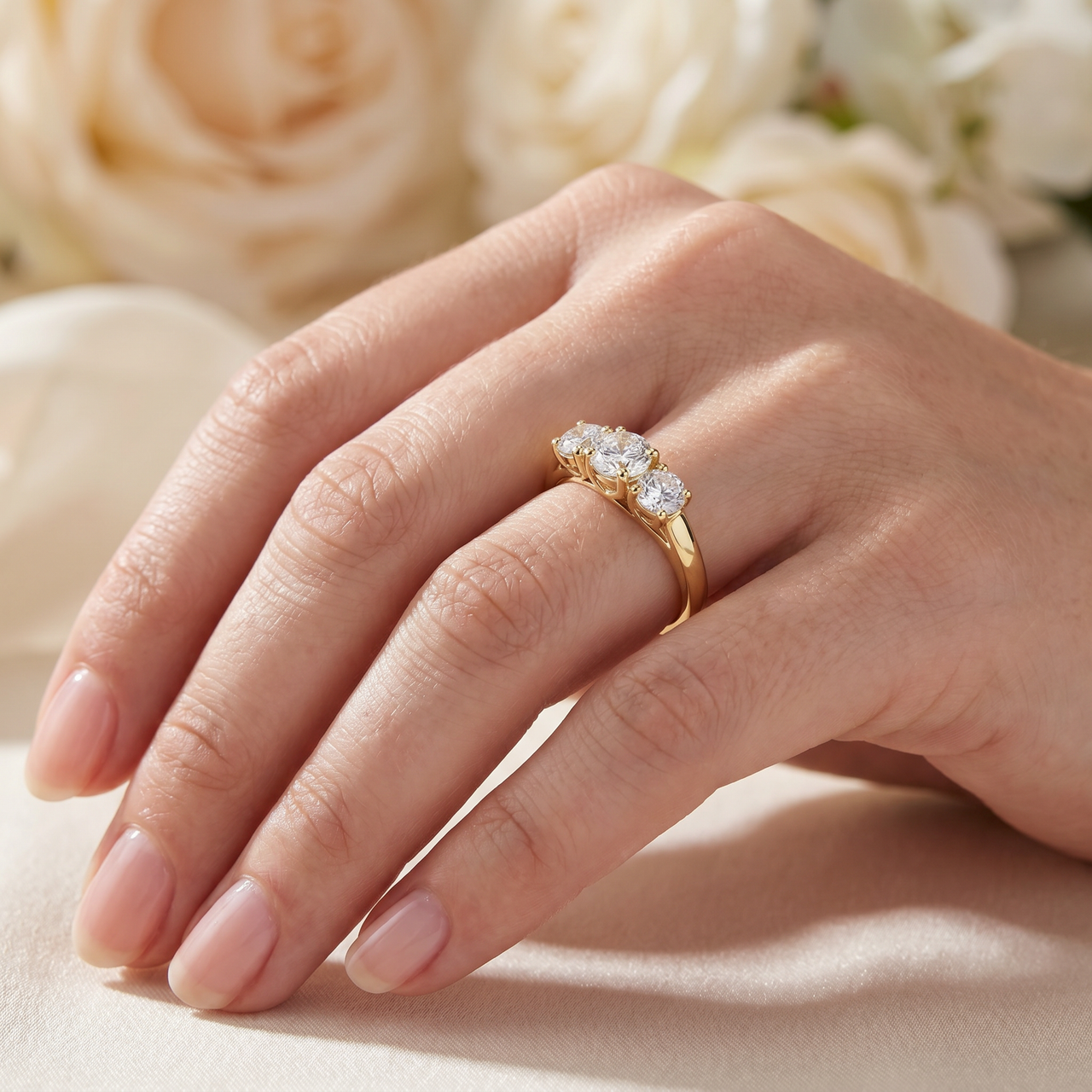 2ct Three Stone Diamond Engagement 14K Yellow Gold Ring (H-I, VS)