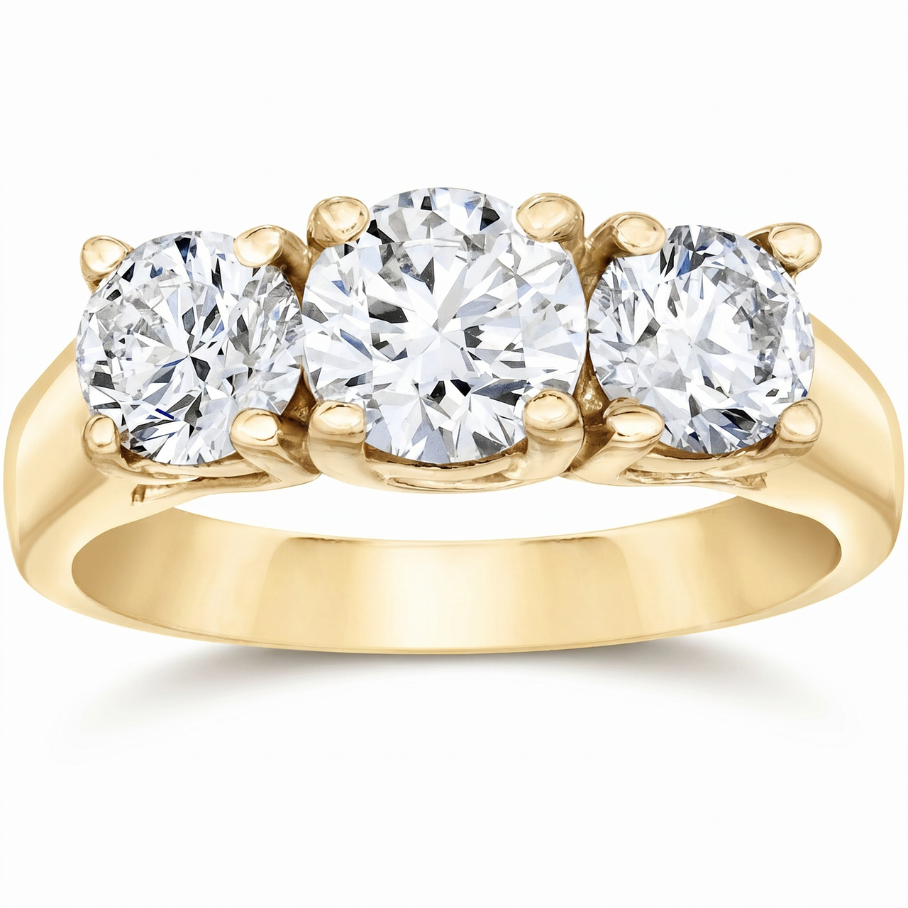 2ct Three Stone Diamond Engagement 14K Yellow Gold Ring (H-I, VS)