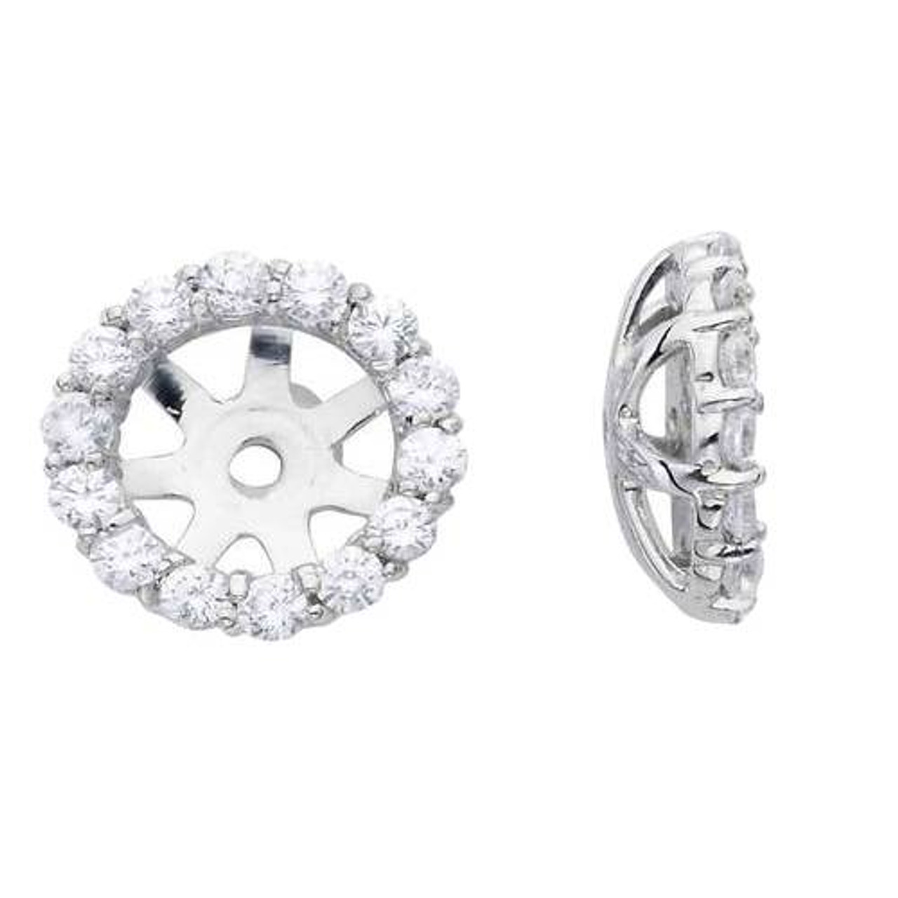 7/8ct Diamond Halo Stud Earring Jackets Solid 14K White Gold (6-6.7mm)  (G-H, SI)