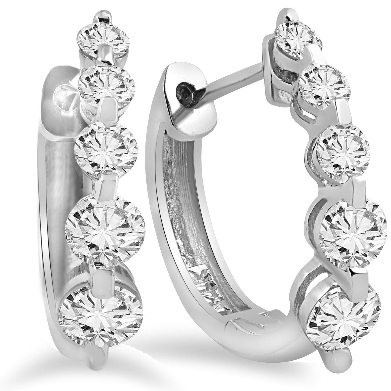 Macy's Diamond Triple Row Hoop Earrings (3 ct. t.w.) in 14k White Gold -  Macy's