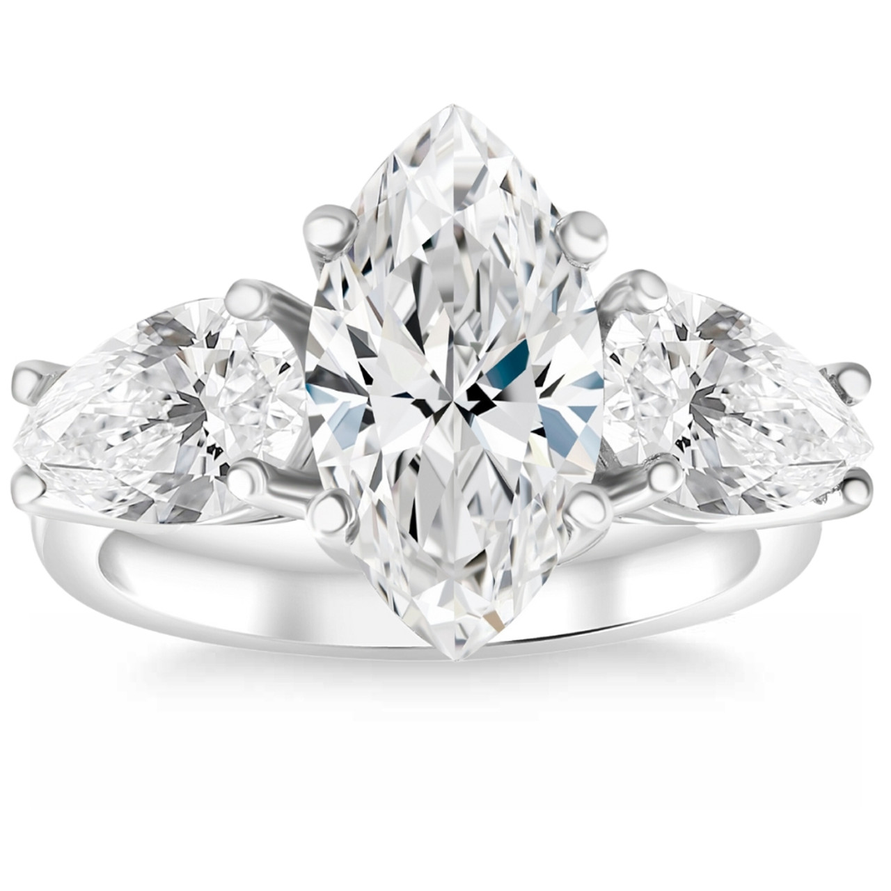 1.50 ctw 14K Pear Shaped Lab Grown Diamond Three Stone Engagement Ring