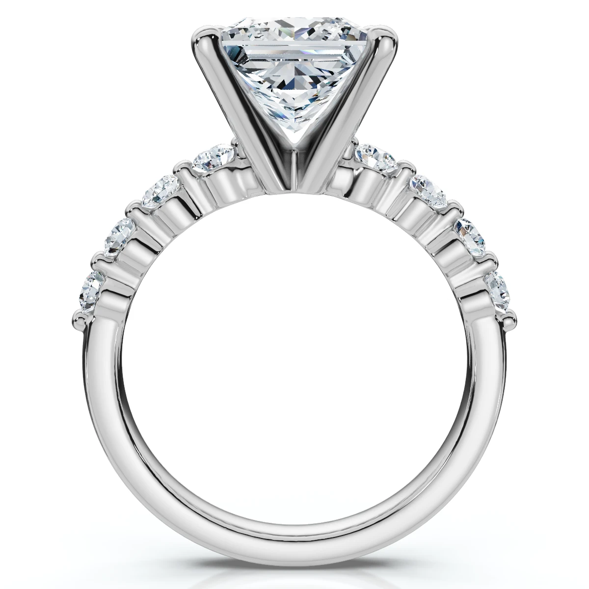 Certified 3.44Ct Princess Cut Diamond Engagement Ring 14k White Gold Lab Grown (H-I, VS)