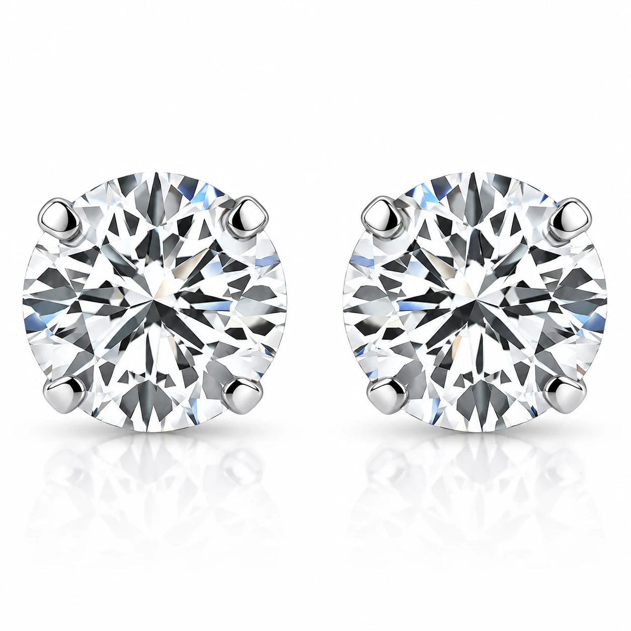 1/4 Ct TW Small Diamond Studs 14k White Gold Lab Grown (G-H, VS)