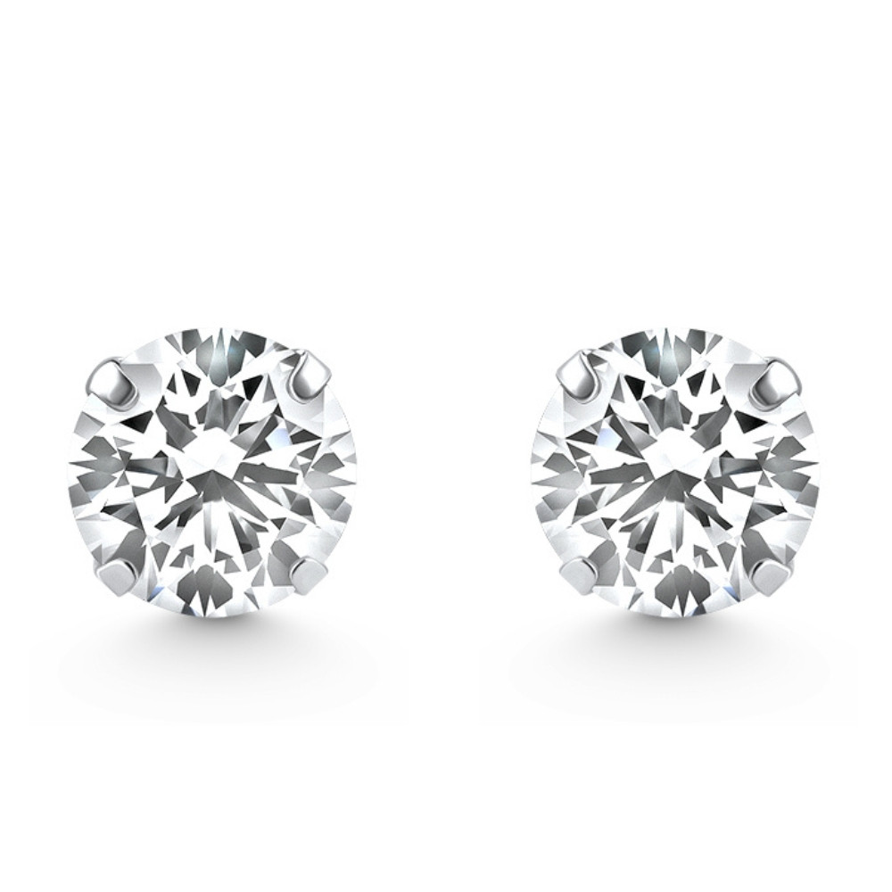 1/4 Ct TW Small Diamond Studs 14k White Gold Lab Grown (G-H, VS)