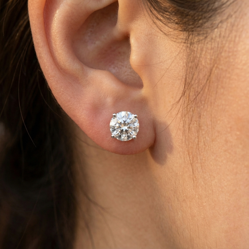 4 Ct T.W. Certified Diamond Screw Back Studs 14k White Gold Lab Grown (G-H, SI)