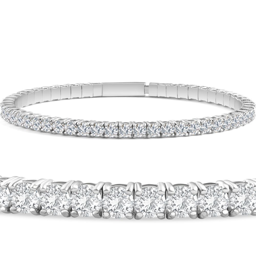 3.00-7 1/2Ct TW Flexible Diamond Bangle Tennis Bracelet Lab Grown 14k Gold (F-G, VS)
