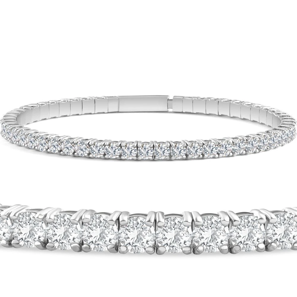 3.00-7 1/2Ct TW Flexible Diamond Bangle Tennis Bracelet Lab Grown 14k Gold (F-G, VS)