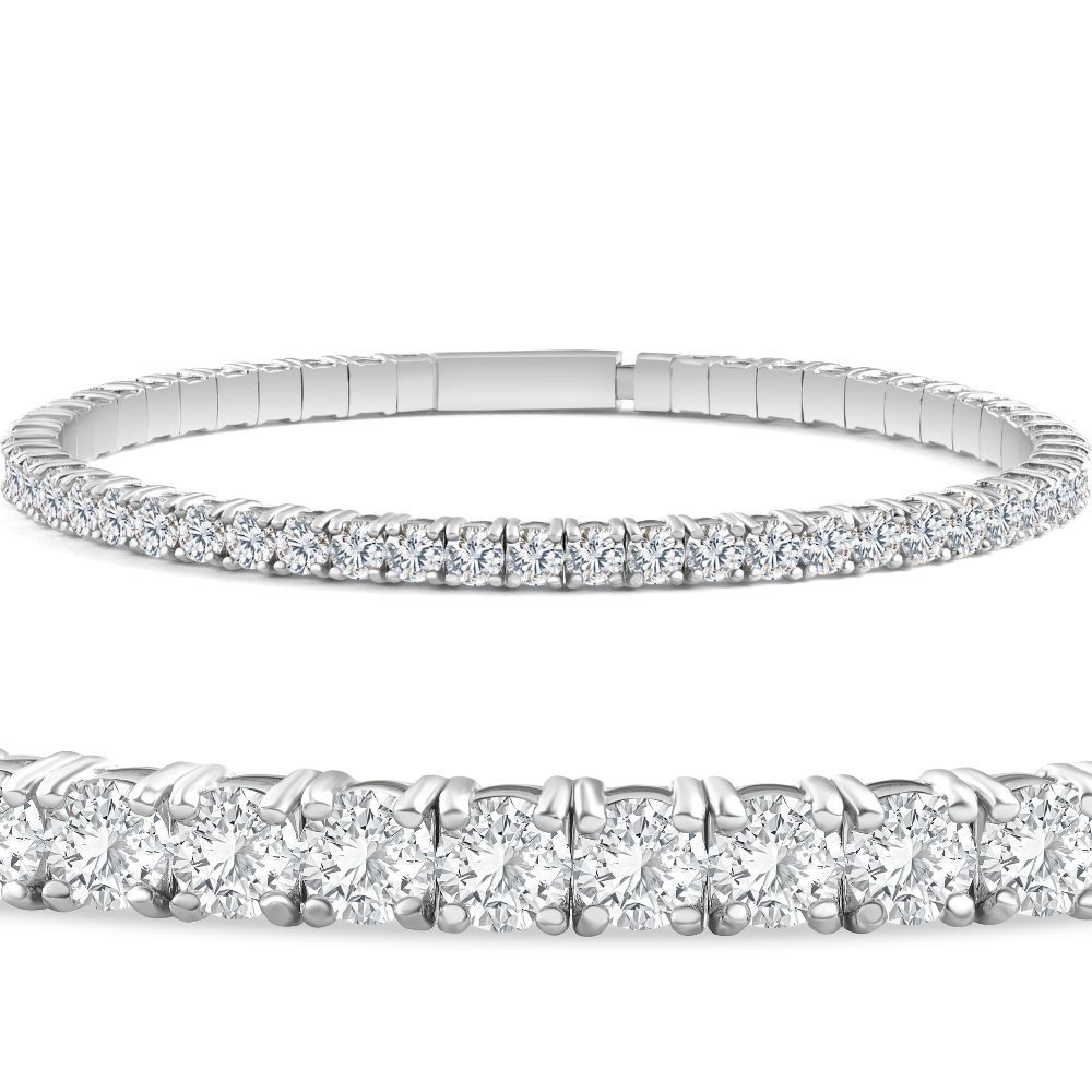 3.007 1/2Ct TW Flexible Diamond Bangle Tennis Bracelet Lab Grown 14k Gold