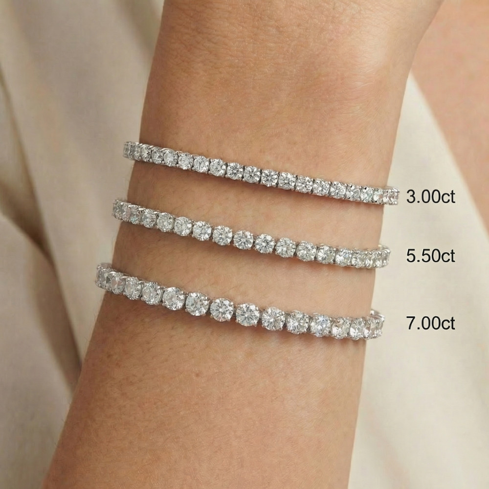 3.00-7 1/2Ct TW Flexible Diamond Bangle Tennis Bracelet Lab Grown 14k Gold (F-G, VS)