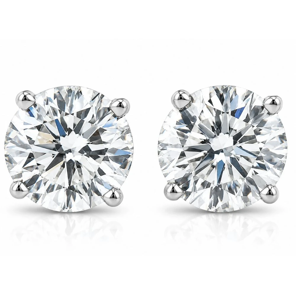 1 1/2 Ct Diamond Screw Back Studs 14k White Gold Lab Grown Eco Friendly (F-G, VS)