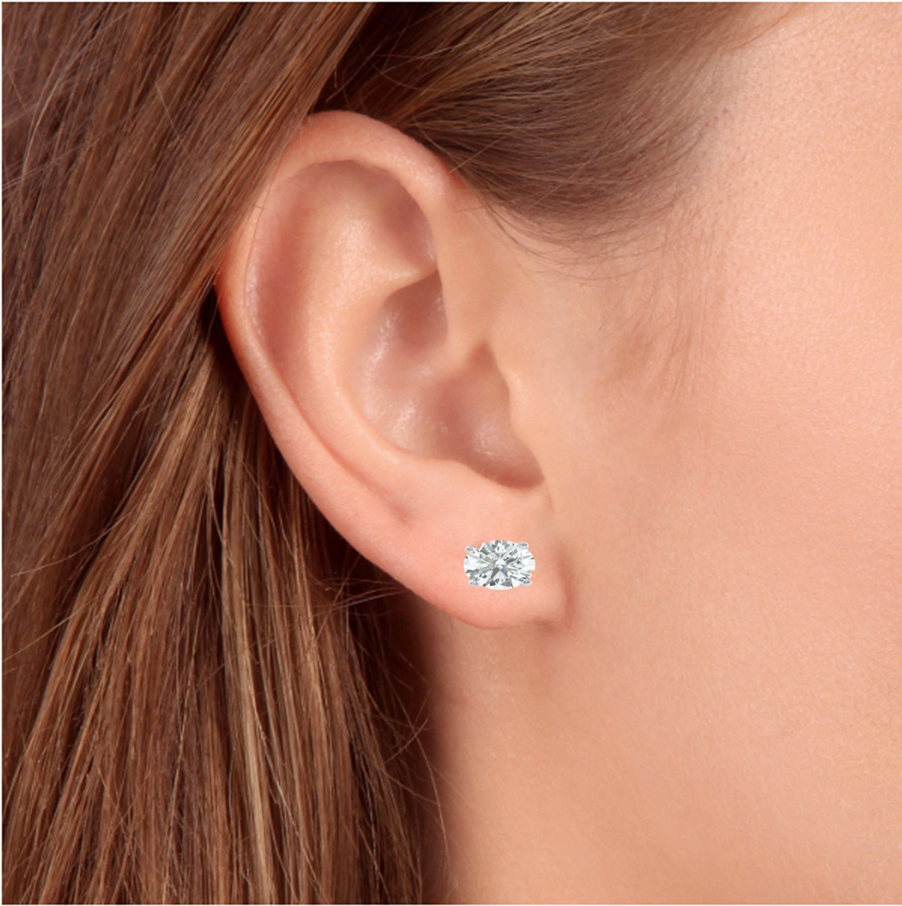 Simulated Diamond Stud Earrings Screw Back in 3.0 TCW in 14k