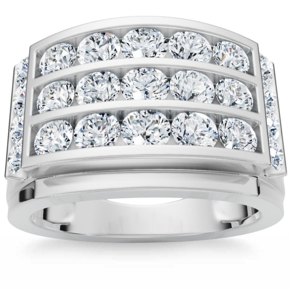 2Ct Men's Diamond Ring in 14k Gold Lab Grown Multi-Row Channel Set (F-G, VS2-SI1)
