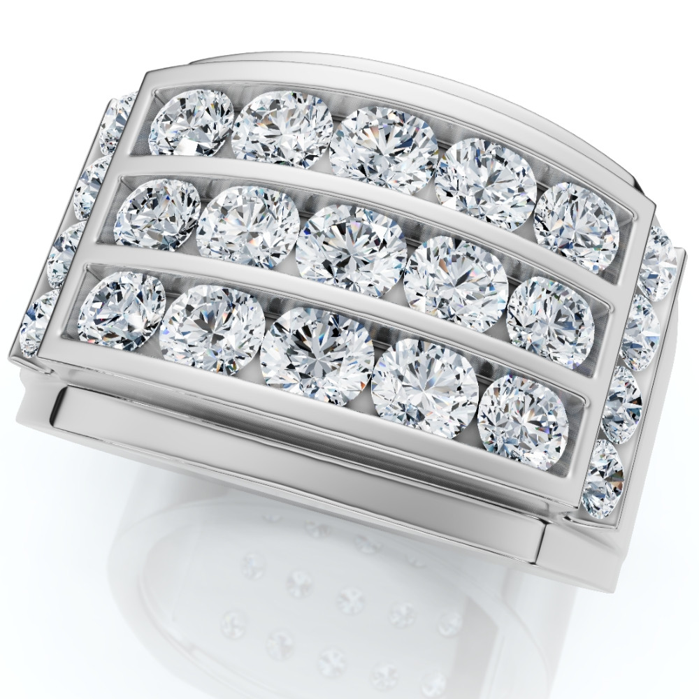 2Ct Men's Diamond Ring in 14k Gold Lab Grown Multi-Row Channel Set (F-G, VS2-SI1)