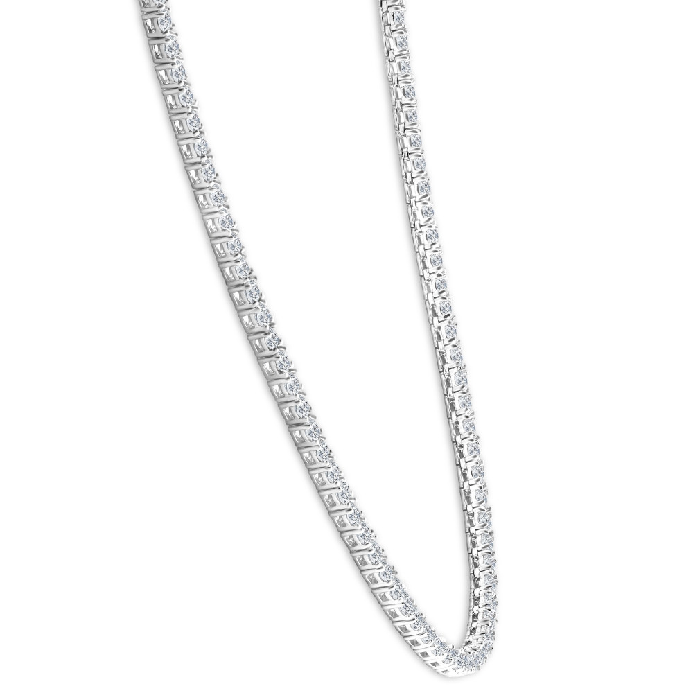 10Ct TW Natural Round Cut Diamond Tennis Necklace 14K White Gold 16.5" (J-K, I1)