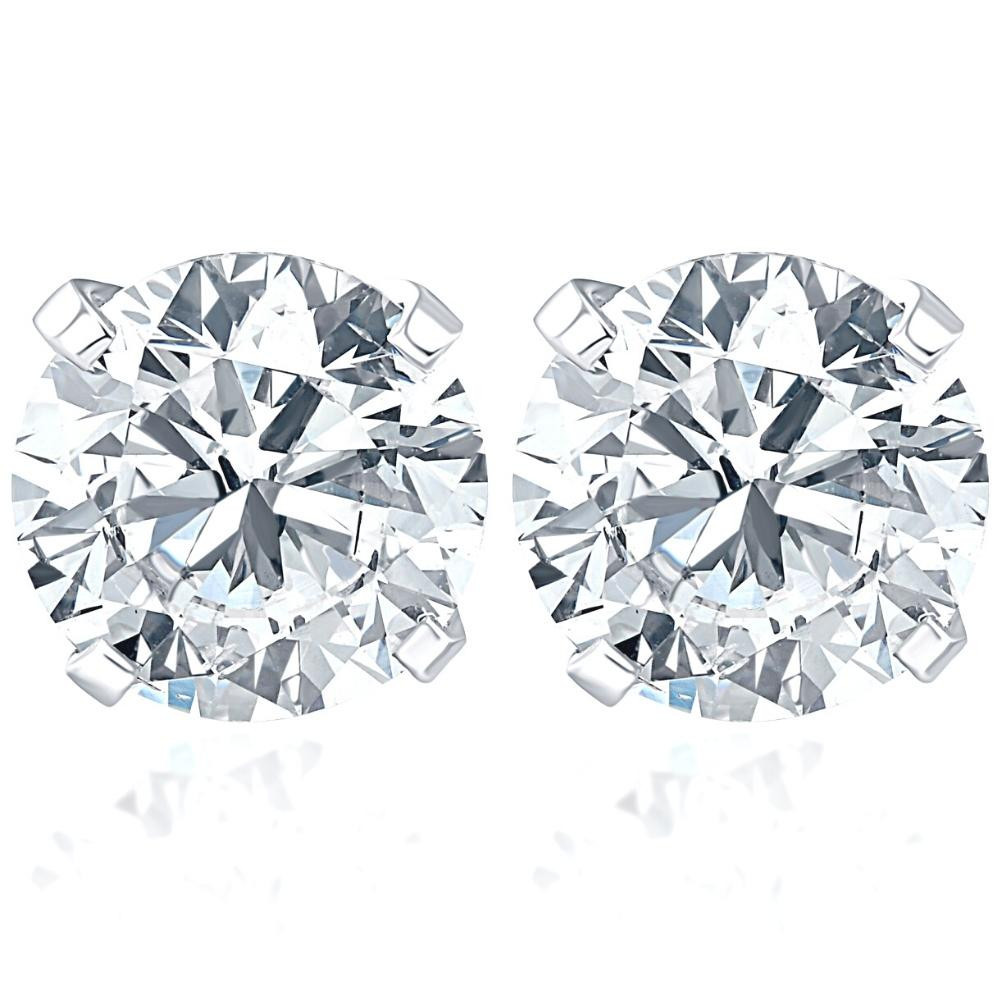 Certified 1Ct TW Round Diamond Studs 14k Gold Lab Grown (D-E, VS)